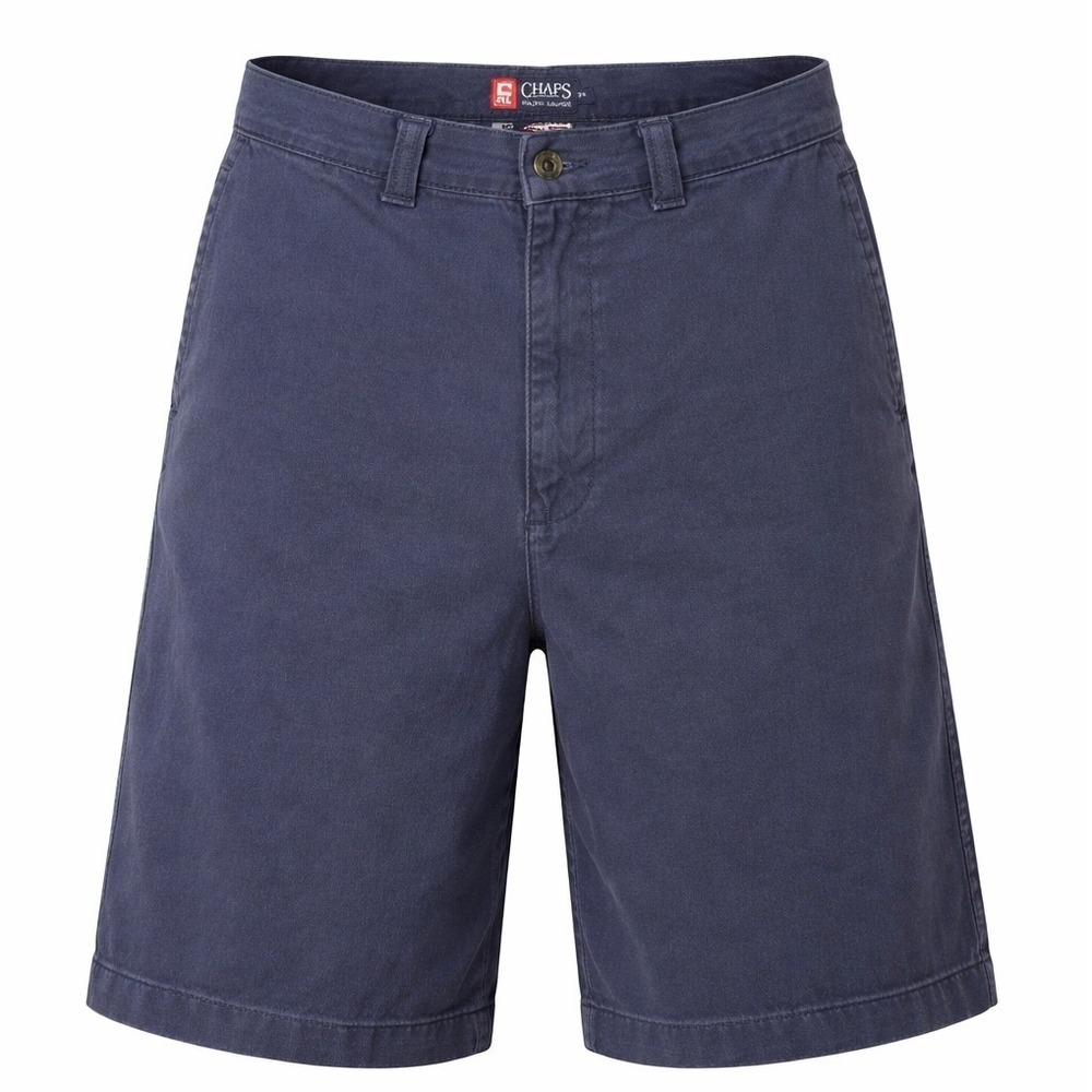 Chaps Ralph Lauren Shorts Mens 34 Navy Blue Chino Vintage Twill Flat Front 59250
